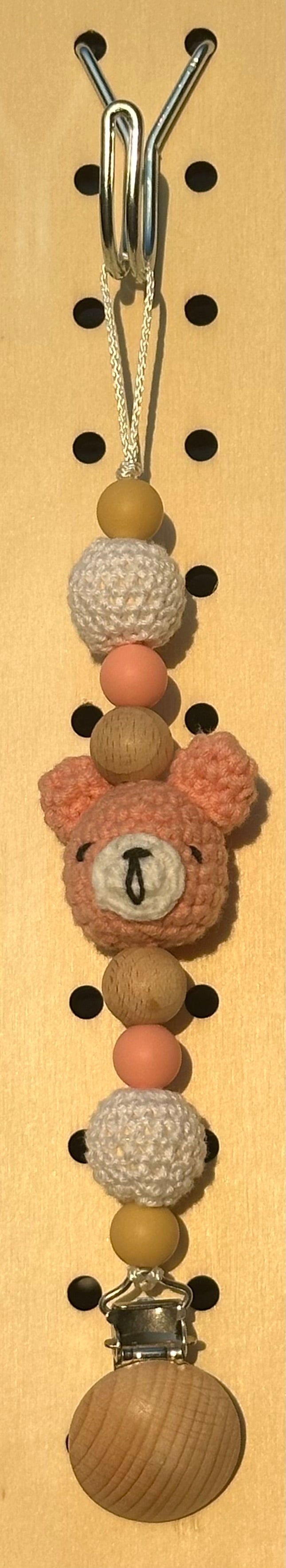 Beary Pink - Pacifier Clip