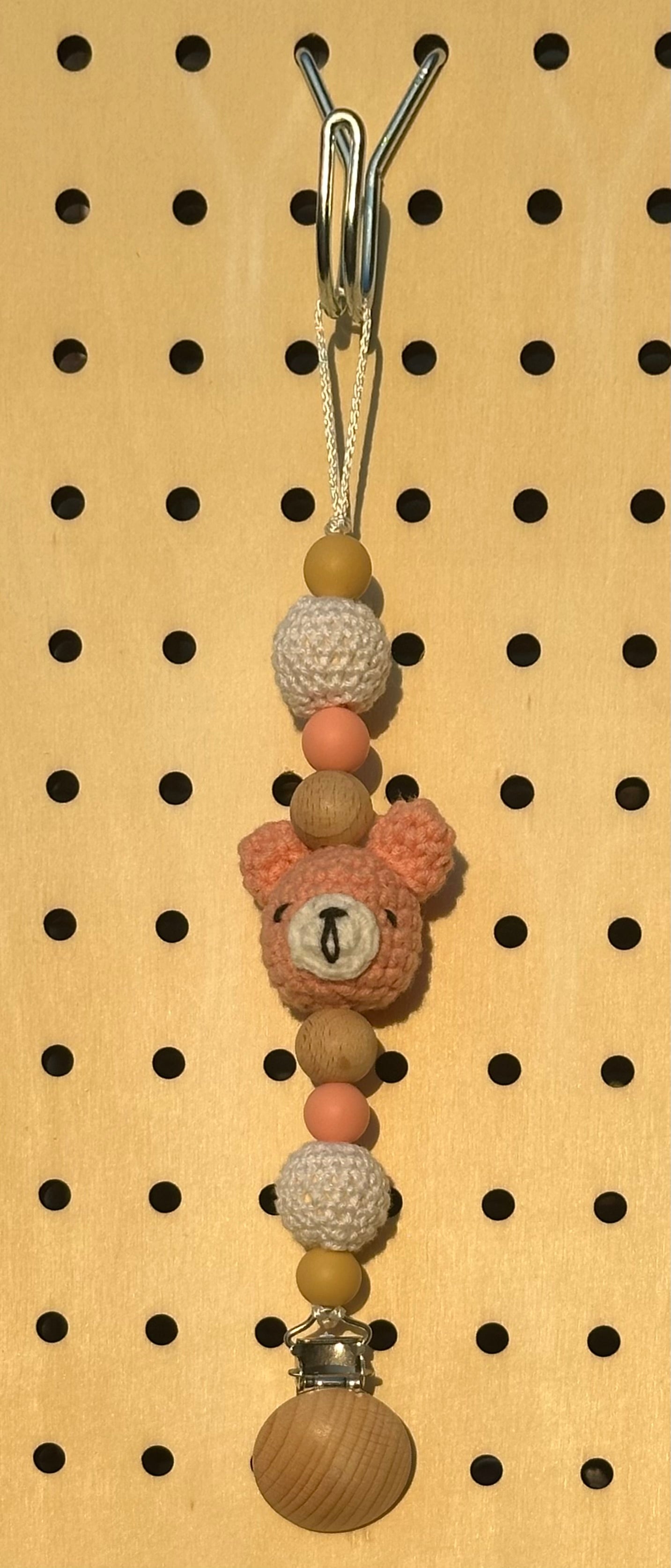 Beary Pink - Pacifier Clip