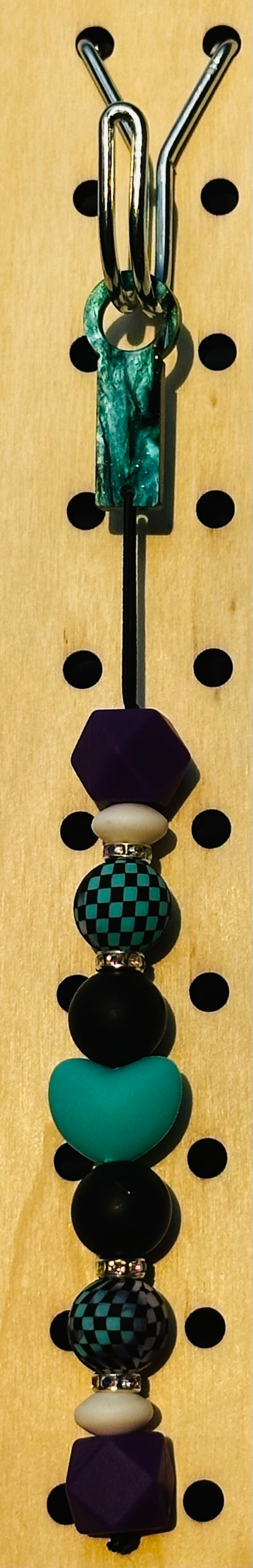 Blue/Purple Checkered - Straw Charm