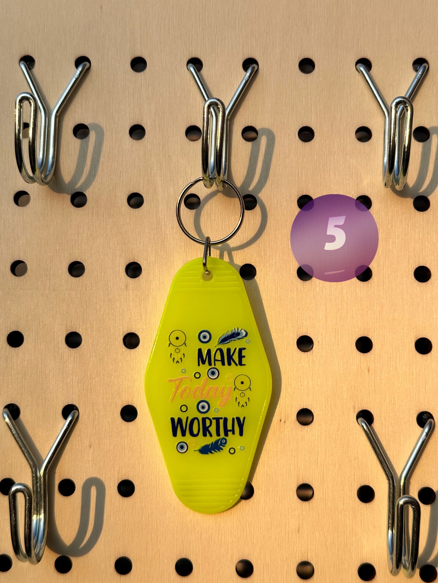 Highlighter Yellow Motel Keychains (Multiple Designs)