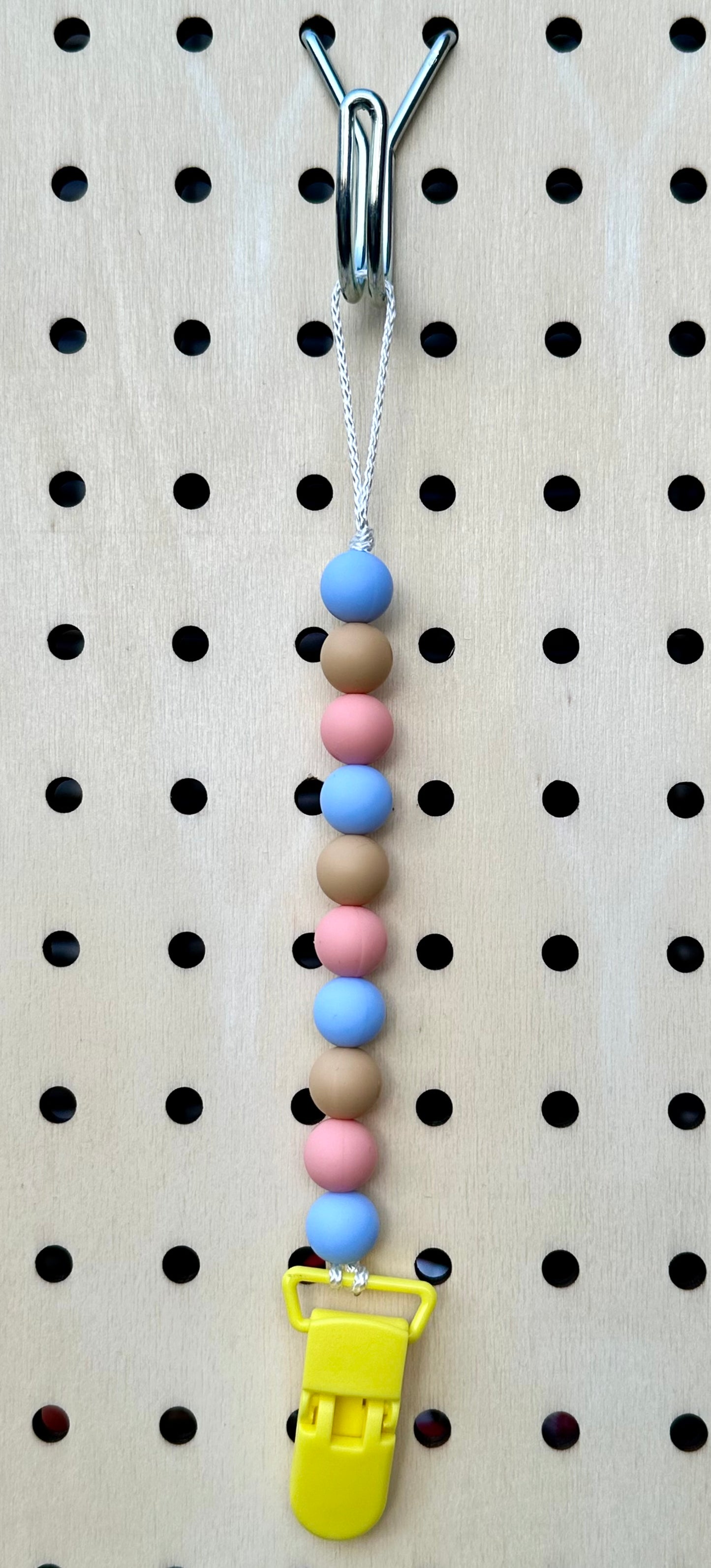 Blue/Brown/Pink Pacifier Clip
