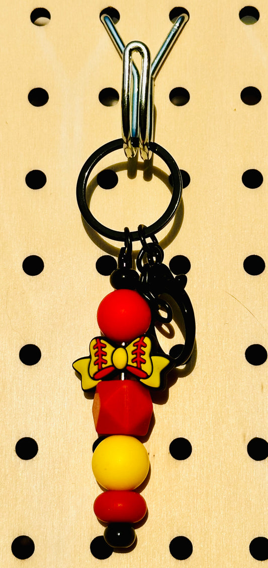 Softball Bow - Mini Keychain