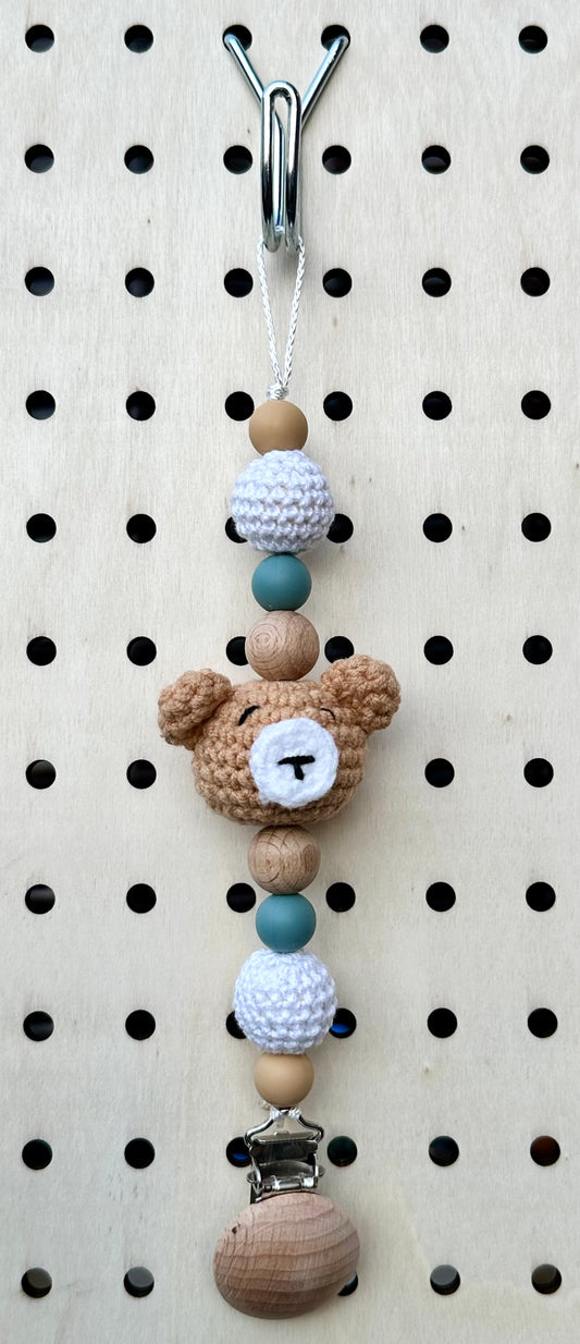 “Bearly” Blue - Pacifier Clip