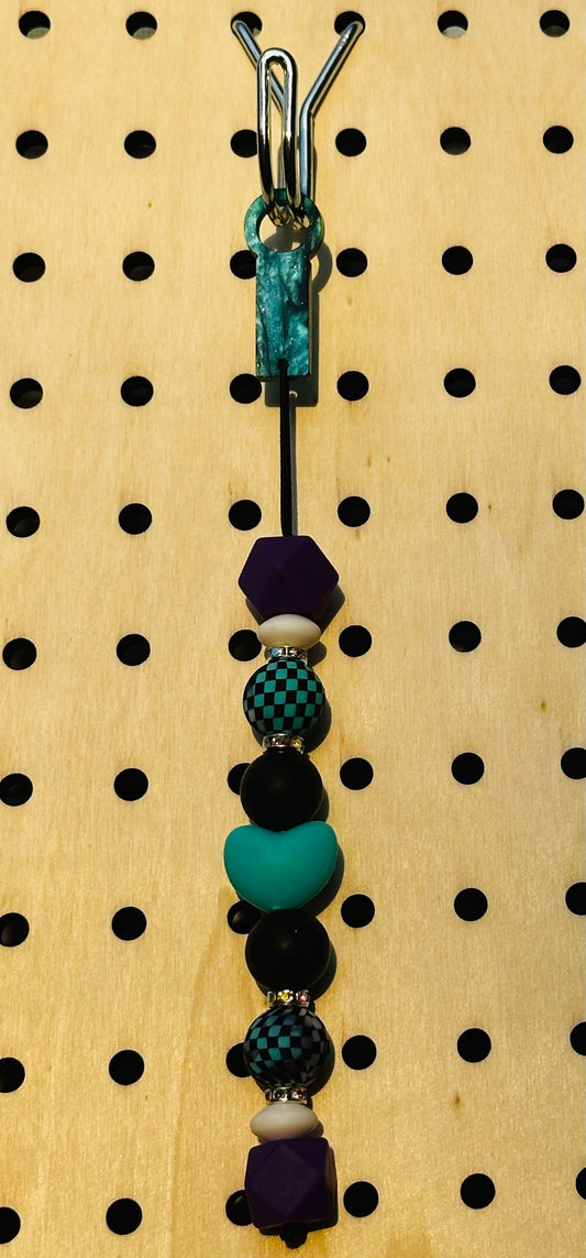 Blue/Purple Checkered - Straw Charm