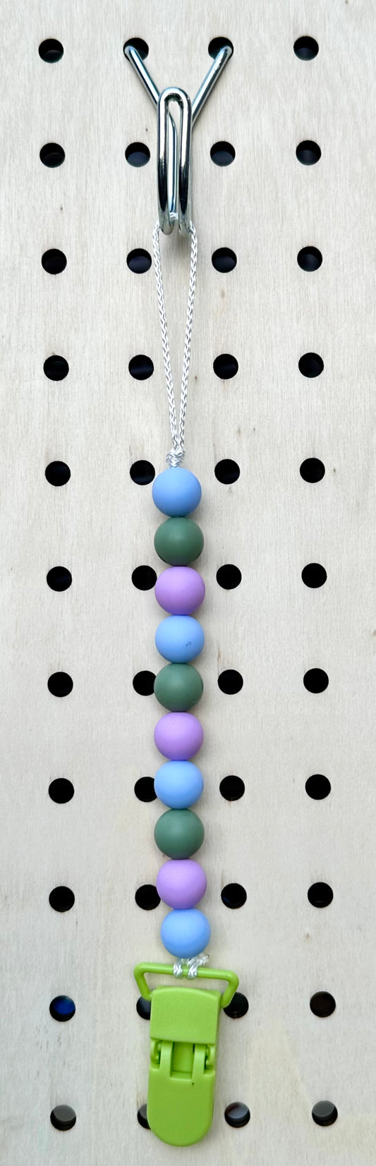 Blue/Green/Lavender Pacifier Clip