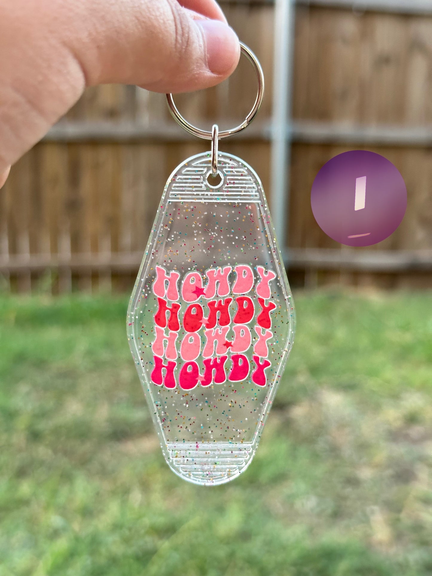 Clear Glittery Motel Keychains (Multiple Designs)