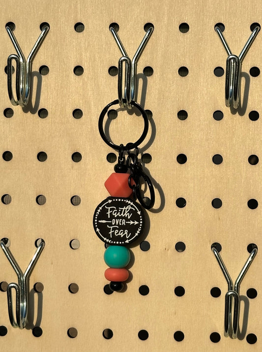 “Faith over Fear” Coral/Torquoise - Mini Keychain