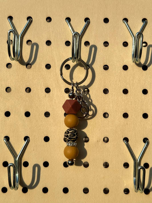 Brown/Gold Cheetah Print - Mini Keychain